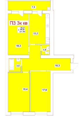 3-комнатная 97.1 м² в ЖК Мрія от 19 000 грн/м², г. Белая Церковь