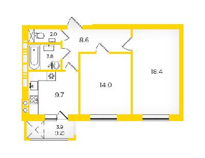 2-комнатная 57.7 м² в ЖК Scandia от 16 500 грн/м², г. Бровары