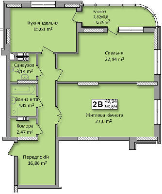 2-комнатная 98.69 м² в ЖК по ул. Ю. Кондратюка от 22 500 грн/м², Киев