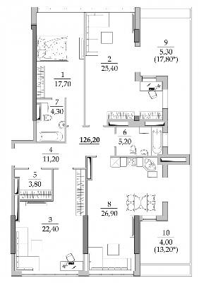 3-кімнатна 126.2 м² в Мкрн Таїровські сади від 21 100 грн/м², с. Лиманка