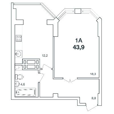 1-комнатная 43.9 м² в ЖК Новая Европа от 17 800 грн/м², с. Иличанка