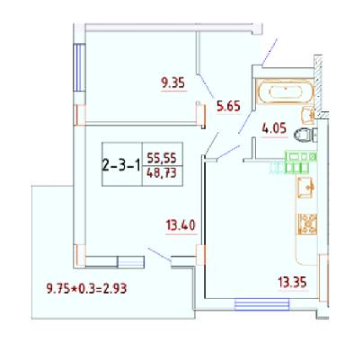 2-комнатная 55.55 м² в ЖК Smart City от 15 850 грн/м², с. Крыжановка