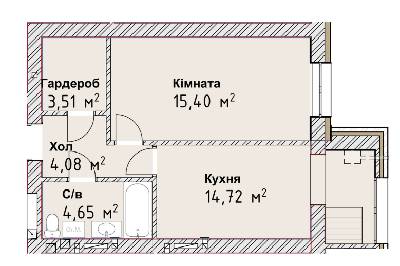1-комнатная 42.36 м² в ЖК Чайка Люкс от 17 500 грн/м², Одесса