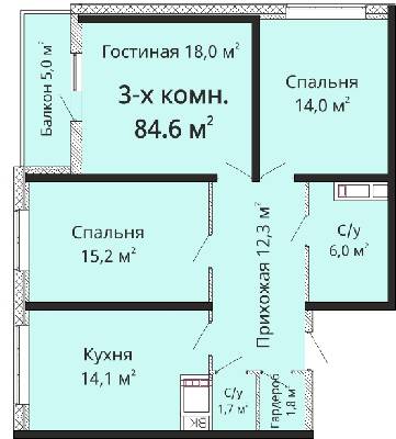 3-кімнатна 84.6 м² в ЖК Омега від 24 300 грн/м², Одеса