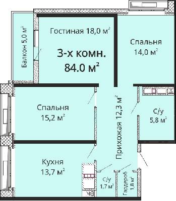 3-кімнатна 84 м² в ЖК Омега від 22 600 грн/м², Одеса