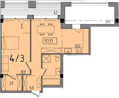 1-комнатная 57.17 м² в ЖК Comfort City от 26 500 грн/м², Днепр