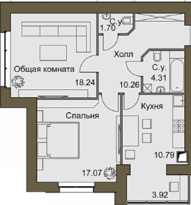 2-кімнатна 64.33 м² в ЖК Софіївський квартал від 15 100 грн/м², с. Софіївська Борщагівка
