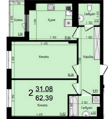 2-комнатная 62.39 м² в ЖК Plus от застройщика, Львов