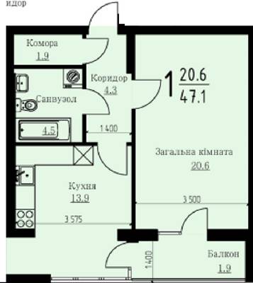1-комнатная 47.1 м² в ЖК Plus на Роксоляны от застройщика, Львов