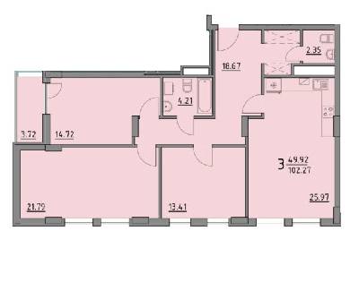 3-комнатная 102.27 м² в ЖК Praud Premium от 36 300 грн/м², Львов