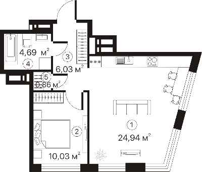 1-комнатная 46.55 м² в ЖК Terracotta от 20 373 грн/м², Киев