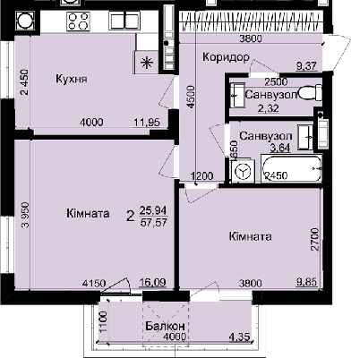 2-комнатная 57.57 м² в ЖК Globus Park от 16 500 грн/м², с. Сокольники