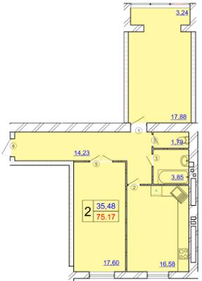 2-комнатная 75.17 м² в ЖК Avila comfort 2 от 14 500 грн/м², Хмельницкий