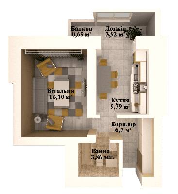 1-комнатная 41.5 м² в ЖК Caramel Residence от застройщика, Луцк