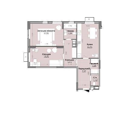 2-комнатная 63.44 м² в ЖК Millennium от 14 000 грн/м², г. Любомль