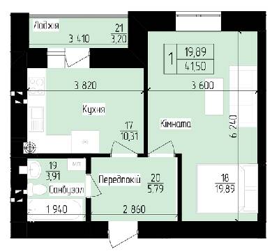 1-комнатная 41.5 м² в ЖК 9 Район от 13 200 грн/м², г. Мукачево