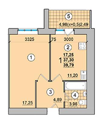 1-комнатная 39.79 м² в ЖК на Масанах от 12 900 грн/м², Чернигов