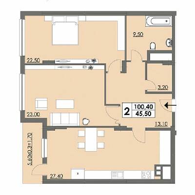 2-комнатная 100.4 м² в ЖК Плаза Квартал от 19 850 грн/м², Херсон