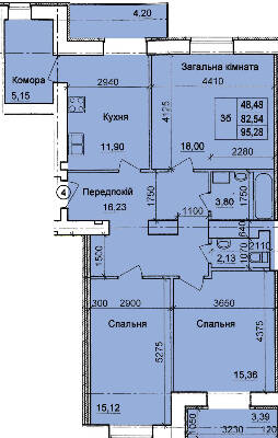 3-комнатная 95.28 м² в ЖК по пер. Олега Кошевого, 12 от 16 000 грн/м², г. Кременчуг