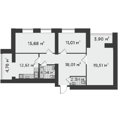 3-комнатная 92.06 м² в ЖК Millennium State от 20 050 грн/м², г. Буча