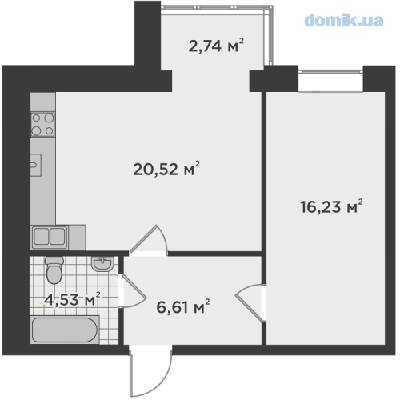 1-комнатная 50.63 м² в ЖК Millennium State от 19 050 грн/м², г. Буча