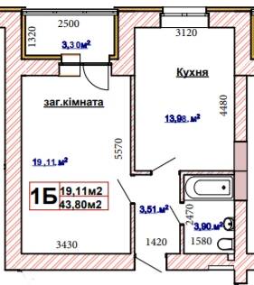 1-кімнатна 43.8 м² в ЖК Чабани 2 від 18 000 грн/м², смт Чабани