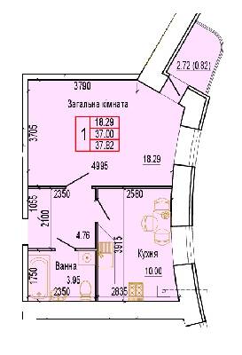 1-комнатная 37.82 м² в ЖК Эверест от 14 000 грн/м², Сумы