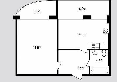 1-кімнатна 62.43 м² в ЖК Адмірал Сенявін від 18 421 грн/м², Херсон