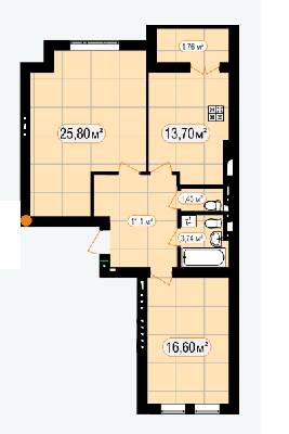 2-комнатная 74.3 м² в ЖК 7'я от 16 300 грн/м², с. Счастливое