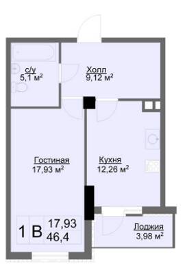 1-комнатная 46.4 м² в ЖК Ключ от 39 000 грн/м², Харьков