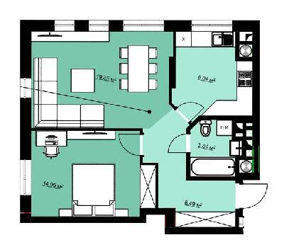 2-комнатная 56.2 м² в ЖК Green Park от 16 500 грн/м², г. Винники