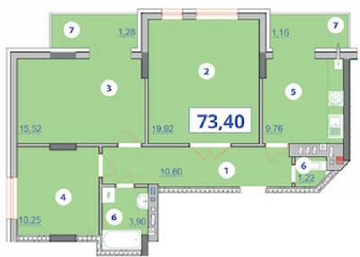 3-комнатная 73.4 м² в ЖК Квартал Галичанка от 17 800 грн/м², Ивано-Франковск