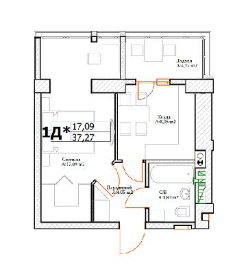 1-комнатная 37.27 м² в ЖК Green Life-3 от 23 250 грн/м², г. Ирпень