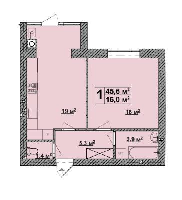 1-комнатная 45.6 м² в ЖК Vlasna от 19 500 грн/м², с. Ходосовка