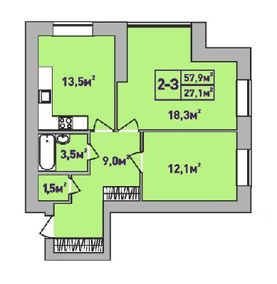 2-комнатная 57.9 м² в ЖК Центральный-Премиум от 28 700 грн/м², г. Ирпень