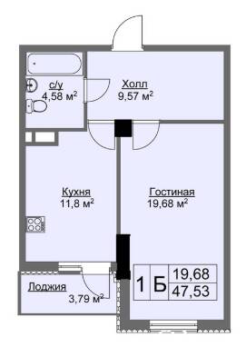 1-комнатная 47.66 м² в ЖК Ключ от 39 000 грн/м², Харьков