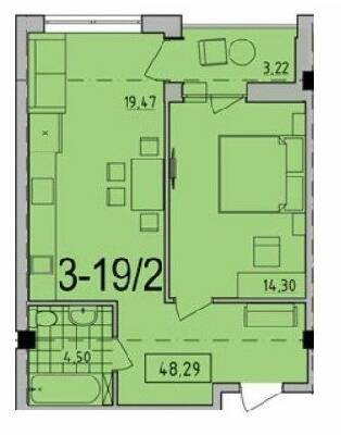 1-комнатная 48.29 м² в ЖК Comfort City от 33 250 грн/м², Днепр