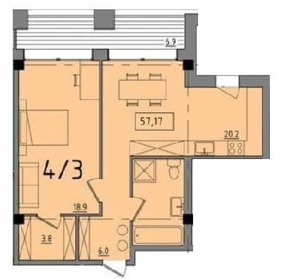 1-комнатная 57.17 м² в ЖК Comfort City от 33 250 грн/м², Днепр