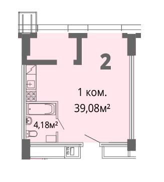 1-комнатная 39.08 м² в ЖК Грани от 26 200 грн/м², Днепр