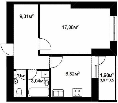 1-комнатная 41.94 м² в ЖК Подворье от 12 500 грн/м², с. Подворки