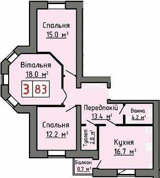 3-комнатная 83 м² в ЖК на ул. Железнодорожная, 16 от 18 000 грн/м², Луцк