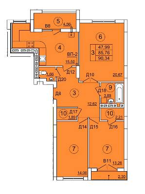 3-комнатная 90.34 м² в ЖК Варшавський от 12 000 грн/м², г. Ковель