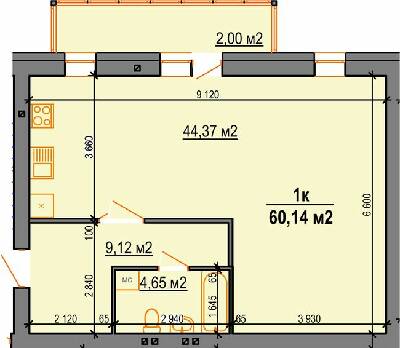 1-кімнатна 60.14 м² в ЖК StyleUP від 20 300 грн/м², с. Липини