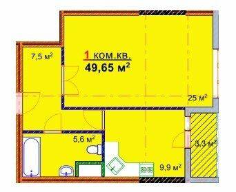 1-комнатная 49.65 м² в ЖК Монолит от 16 000 грн/м², Запорожье