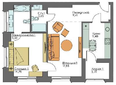 2-комнатная 63.99 м² в ЖК Resident Concept House от 68 900 грн/м², Киев