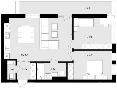 2-комнатная 66.24 м² в ЖК Avalon Flex от 25 000 грн/м², Львов