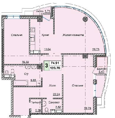 3-комнатная 126.7 м² в КД Малевича, 48 от 50 000 грн/м², Киев