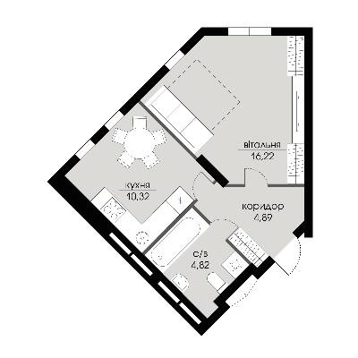 1-комнатная 36.25 м² в ЖК Echo Park 2 от 35 000 грн/м², с. Петропавловская Борщаговка