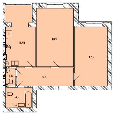 2-кімнатна 69.45 м² в ЖК Найкращий квартал від 27 400 грн/м², м. Ірпінь