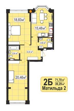 2-комнатная 71.7 м² в ЖК Мюнхаузен 2 от 22 300 грн/м², г. Ирпень